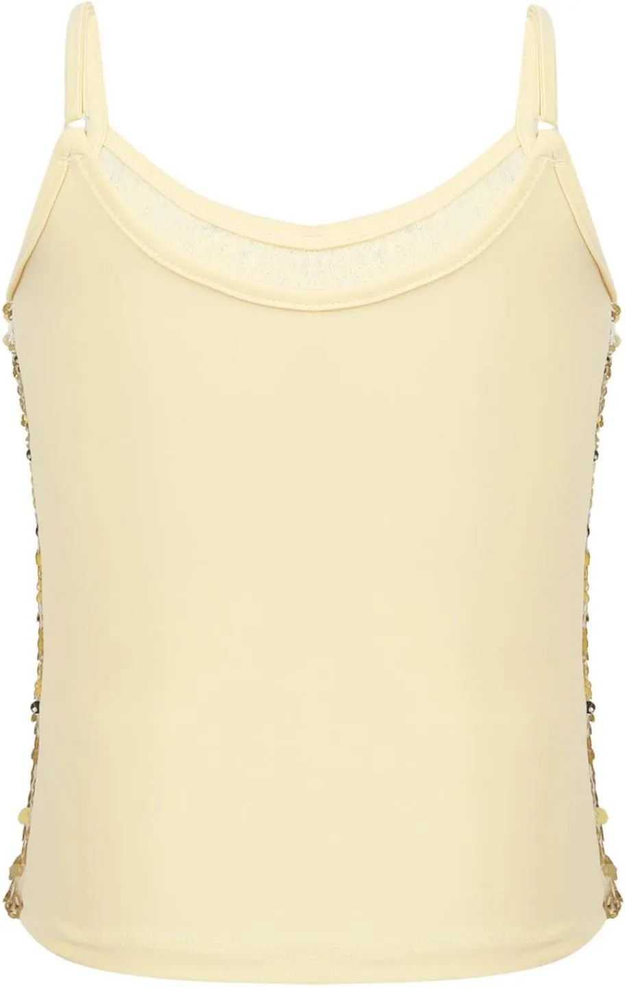 Girls Shiny Sequins Spaghetti Straps Tank Top Camisole Latin Jazz Hi Hop Dance Stage Performance Costume
