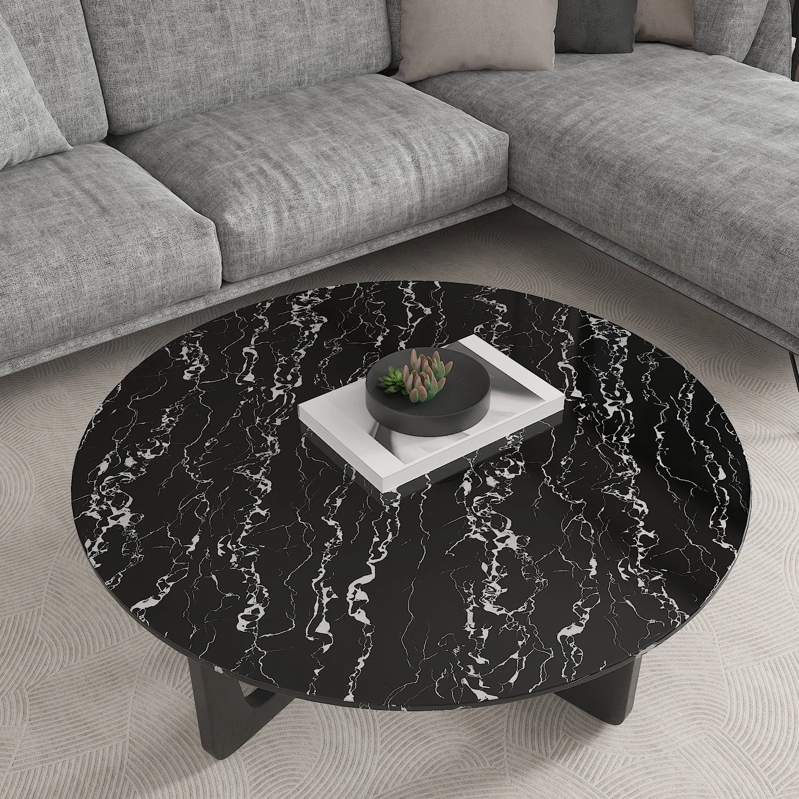 Glossy Black Marble Contact Paper