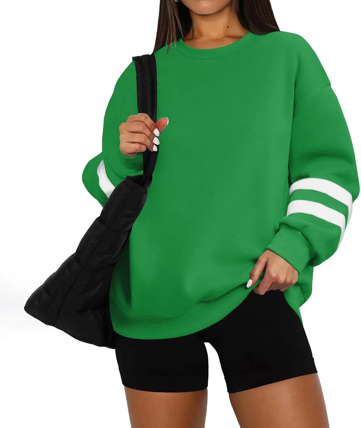 GOFULY Crewneck Sweatshirts Women Plus Size Oversized Fall Winter Pullover Long Sleeve Solid Sweatshirts Casual Shirts