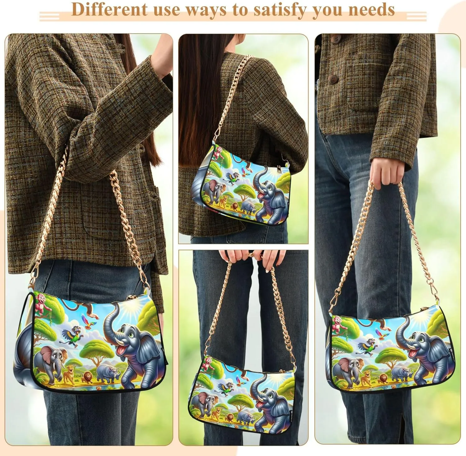 Graffiti Painting Abstract Chain Purse Hobo Clutch Bag Women's Designer Inspire Handbags Shoulder Strap