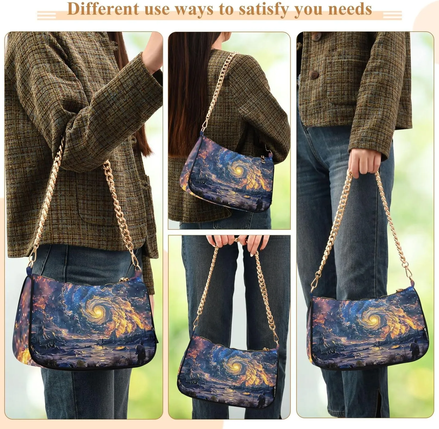 Graffiti Painting Abstract Chain Purse Hobo Clutch Bag Women's Designer Inspire Handbags Shoulder Strap