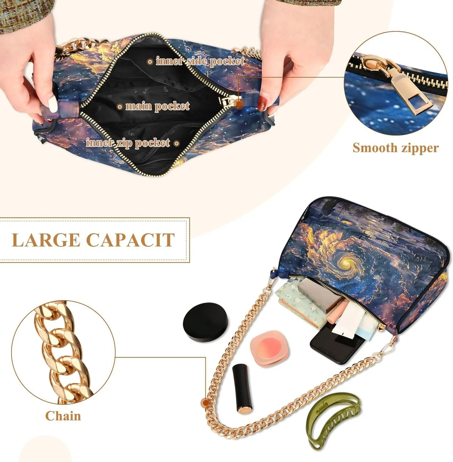 Graffiti Painting Abstract Chain Purse Hobo Clutch Bag Women's Designer Inspire Handbags Shoulder Strap