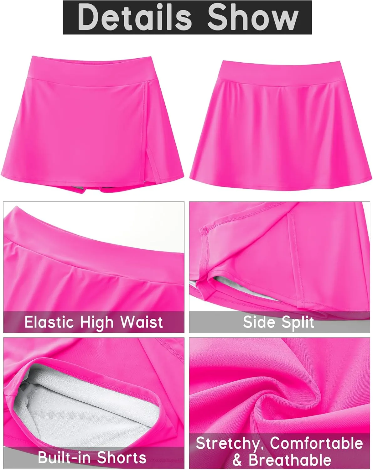 GRAPENT Swim Skirt Bottoms for Women High Waisted Bikini Swimsuit Bottom Side Split Bathing Suit Skirts with Shorts