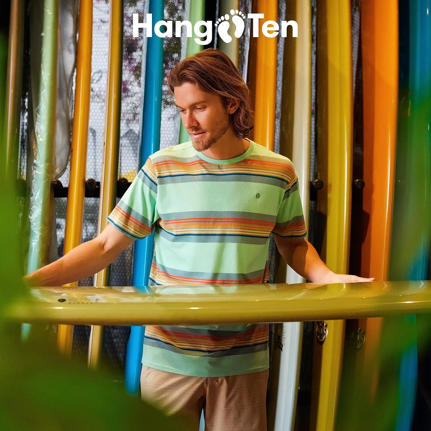 Hang Ten Mens 20 Inch Boardshorts - Men's Swim Trunks with Quick Dry Stretch Fabric and Pockets