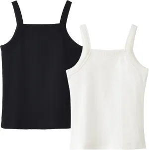 Happy Cherry Girls Tank Tops Pack for 2 Toddler Spaghetti Strap Ribbed Knit Undershirts Kids Cotton Basic Camisole 3-14Y