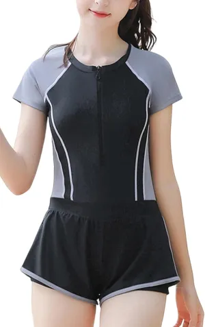 Happy Cherry Kids Girls Rash Guard Two/One Piece Bathing Suit UPF 50  Swimsuit with Ruffle Skirt/Shorts