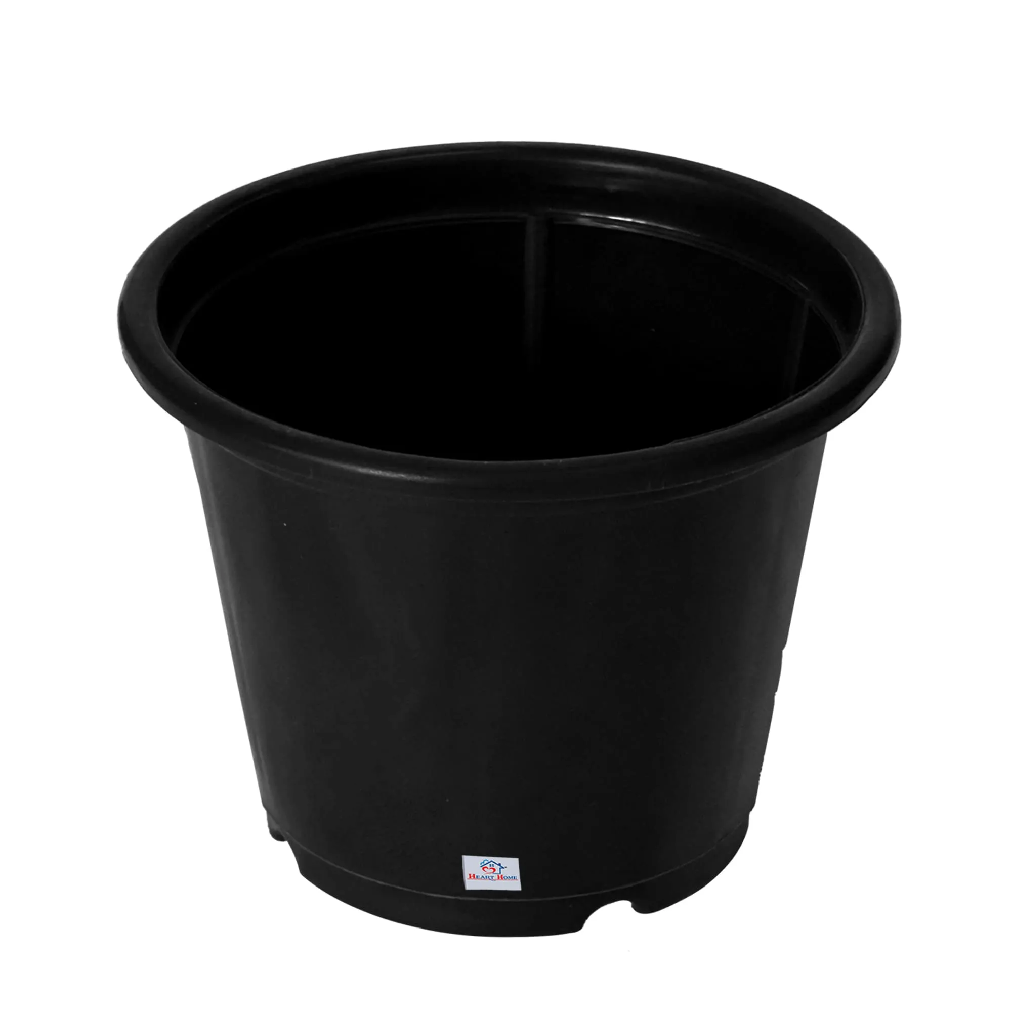 Heart Home Durable Plastic Flower Pot|Gamla with Drain Holes for Indoor Home Decor & Outdoor Balcony,Garden,6"x5",Pack of 10 (Black)