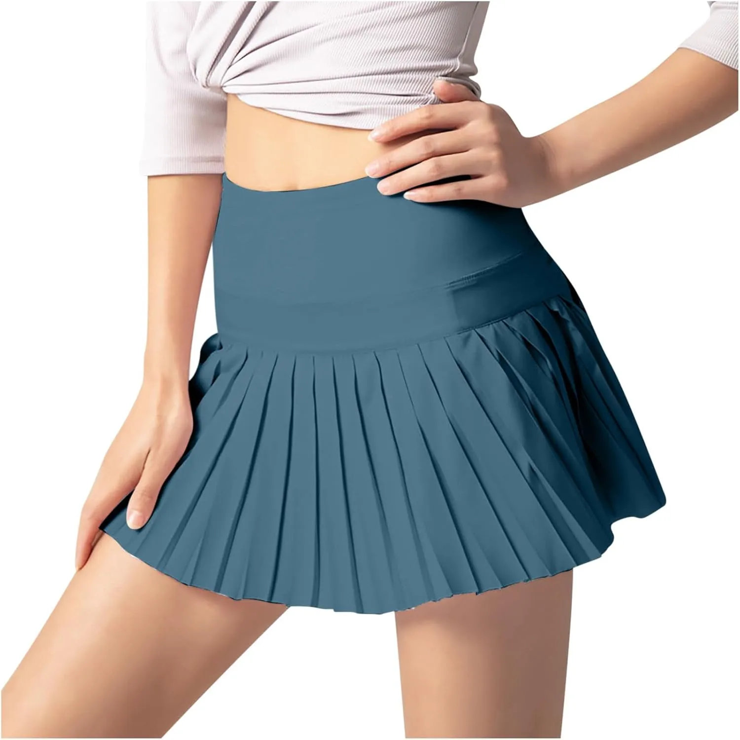 HGps8w Womens Pleated Tennis Skirts with Bulit-in-Shorts High Waisted Athletic Golf Skorts Skirts Outdoor Sports Shorts