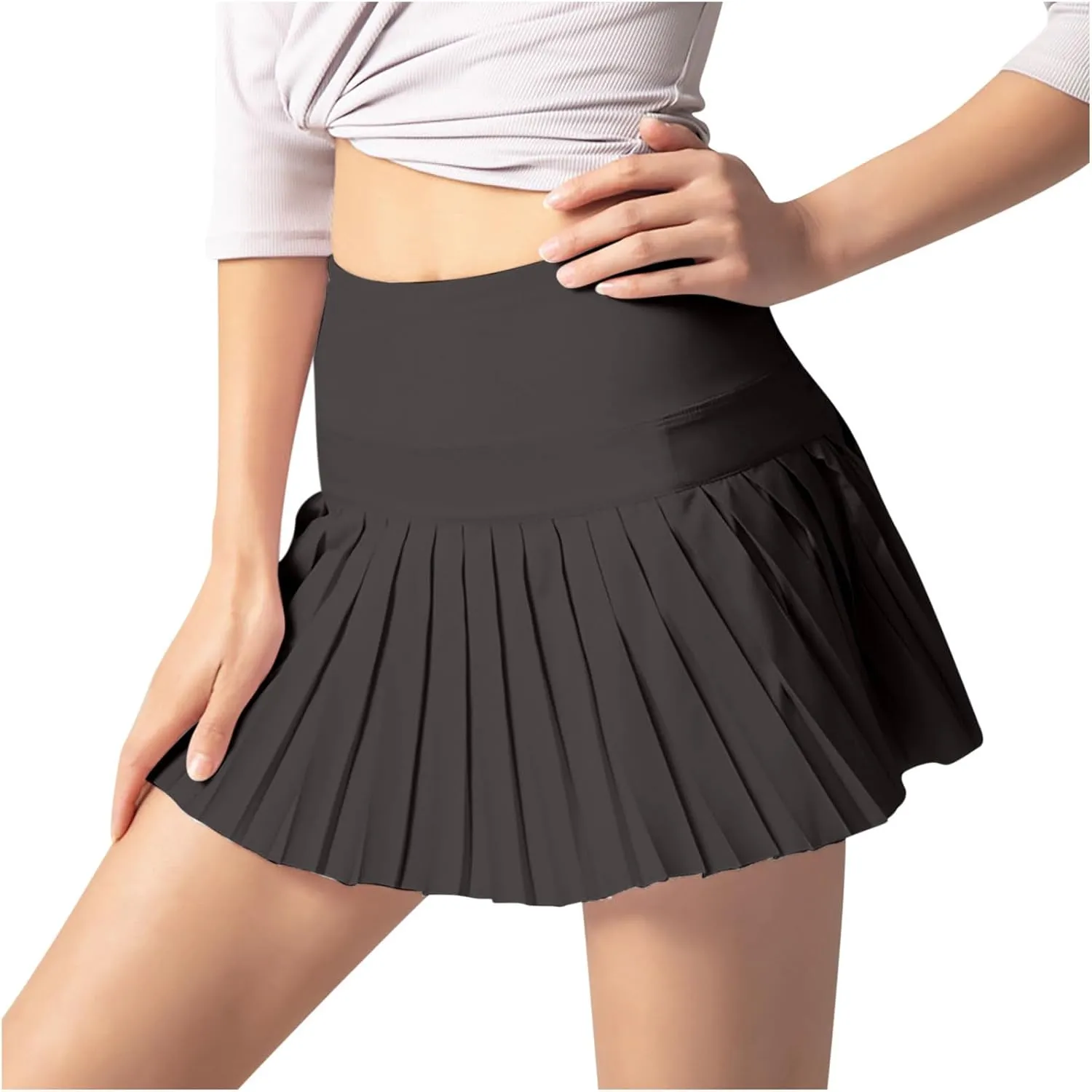 HGps8w Womens Pleated Tennis Skirts with Bulit-in-Shorts High Waisted Athletic Golf Skorts Skirts Outdoor Sports Shorts