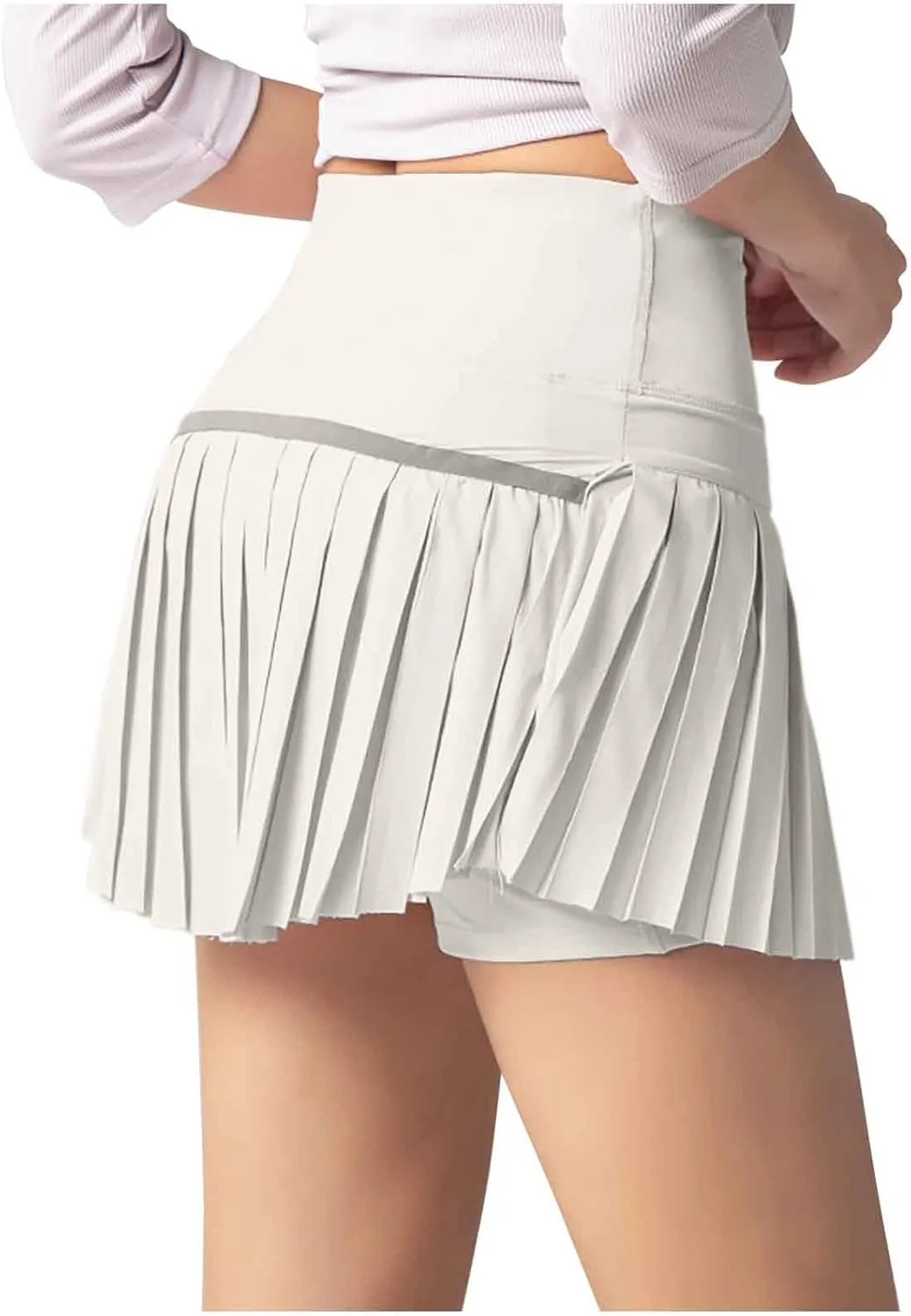 HGps8w Womens Pleated Tennis Skirts with Bulit-in-Shorts High Waisted Athletic Golf Skorts Skirts Outdoor Sports Shorts