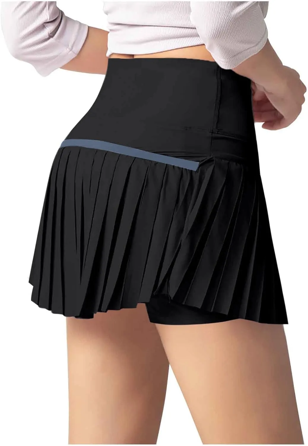 HGps8w Womens Pleated Tennis Skirts with Bulit-in-Shorts High Waisted Athletic Golf Skorts Skirts Outdoor Sports Shorts