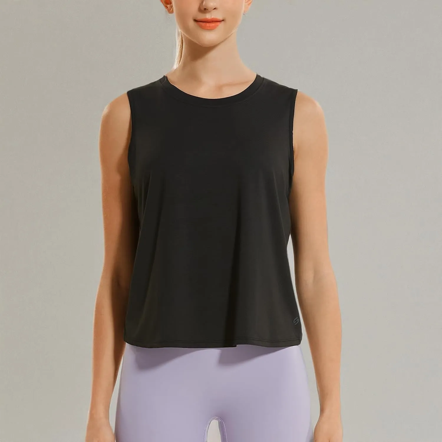 HODOSPORTS Workout Tops for Women UPF 50  Open Back Sleeveless Tank Tops Quick Dry Athletic Gym Yoga Shirts Loose Fit
