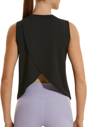 HODOSPORTS Workout Tops for Women UPF 50  Open Back Sleeveless Tank Tops Quick Dry Athletic Gym Yoga Shirts Loose Fit
