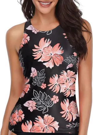 Holipick High Neck Tankini Top Bathing Suit Tops for Women Tummy Control Tank Tops Swimsuits