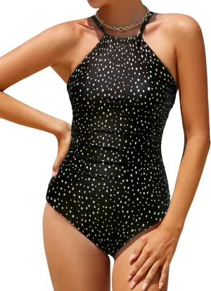 Holipick Women High Neck One Piece Swimsuit Tummy Control Bathing Suit for Teens Girls Criss Cross Swimwear