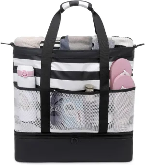 JIANYA Beach Bag Women Waterproof Sandproof Beach Tote Bags with Cooler Top Zipper Large Totes for Pool Travel Daily
