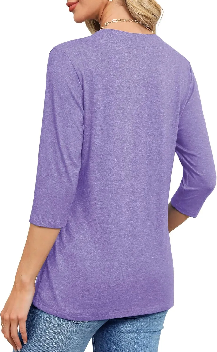 JomeDesign Womens Tops 3/4 Length Sleeve Summer V Neck Shirts Casual Tunic Tops 2025