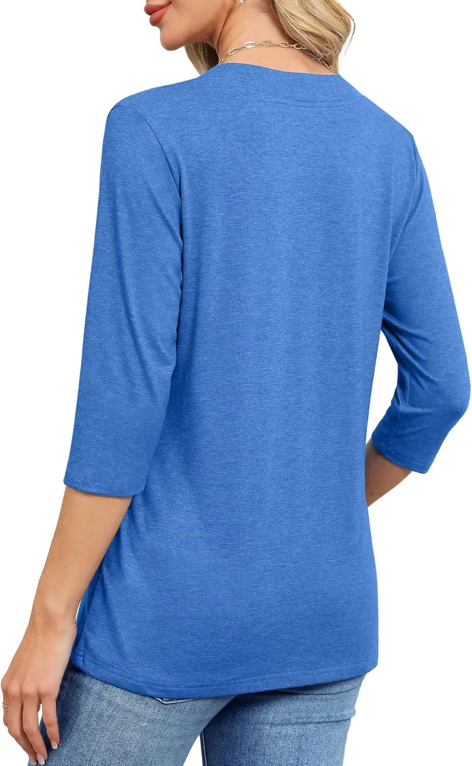 JomeDesign Womens Tops 3/4 Length Sleeve Summer V Neck Shirts Casual Tunic Tops 2025