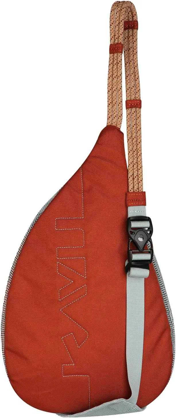 KAVU Mini Beach Rope Bag Mesh Crossbody Sling Backpack - Cool Aqua