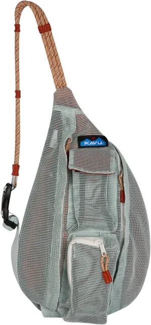 KAVU Mini Beach Rope Bag Mesh Crossbody Sling Backpack - Cool Aqua