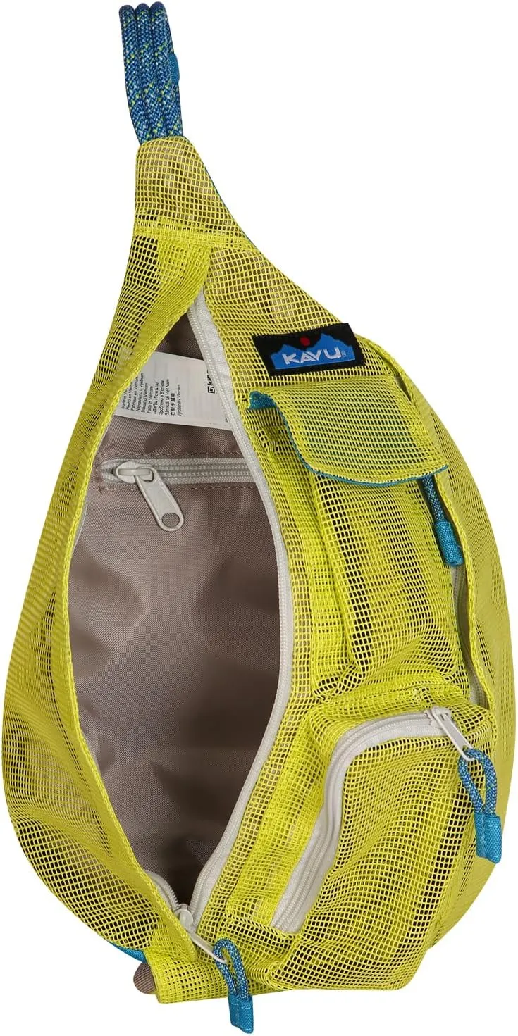 KAVU Mini Beach Rope Bag Mesh Crossbody Sling Backpack - Key Lime