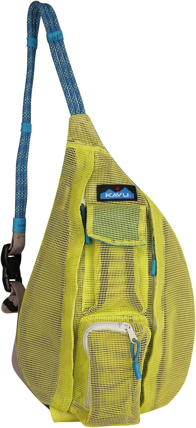 KAVU Mini Beach Rope Bag Mesh Crossbody Sling Backpack - Key Lime
