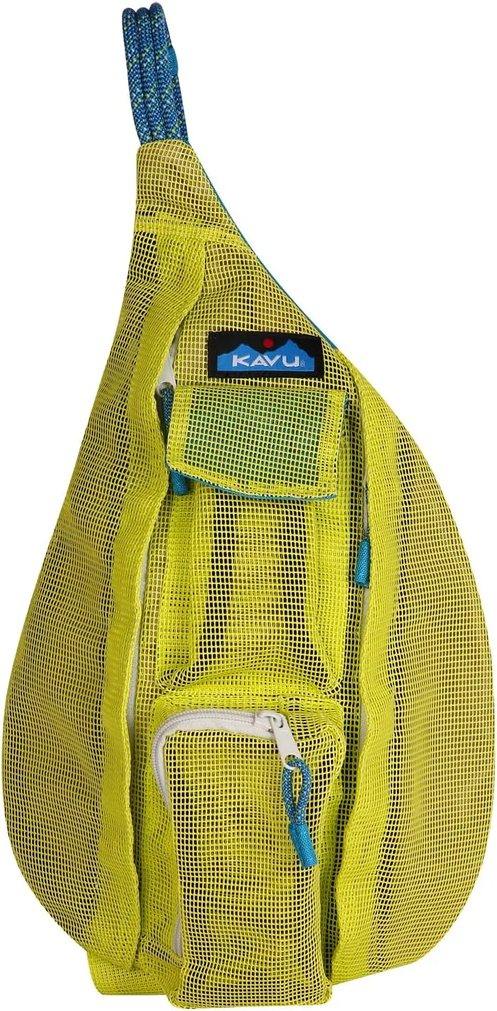 KAVU Mini Beach Rope Bag Mesh Crossbody Sling Backpack - Key Lime