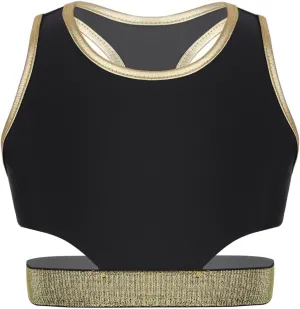 Kids Girls' Sleeveless Keyhole Back Crop Top Dance Gym Yoga Workout Sport Bra Camisole Dancewear