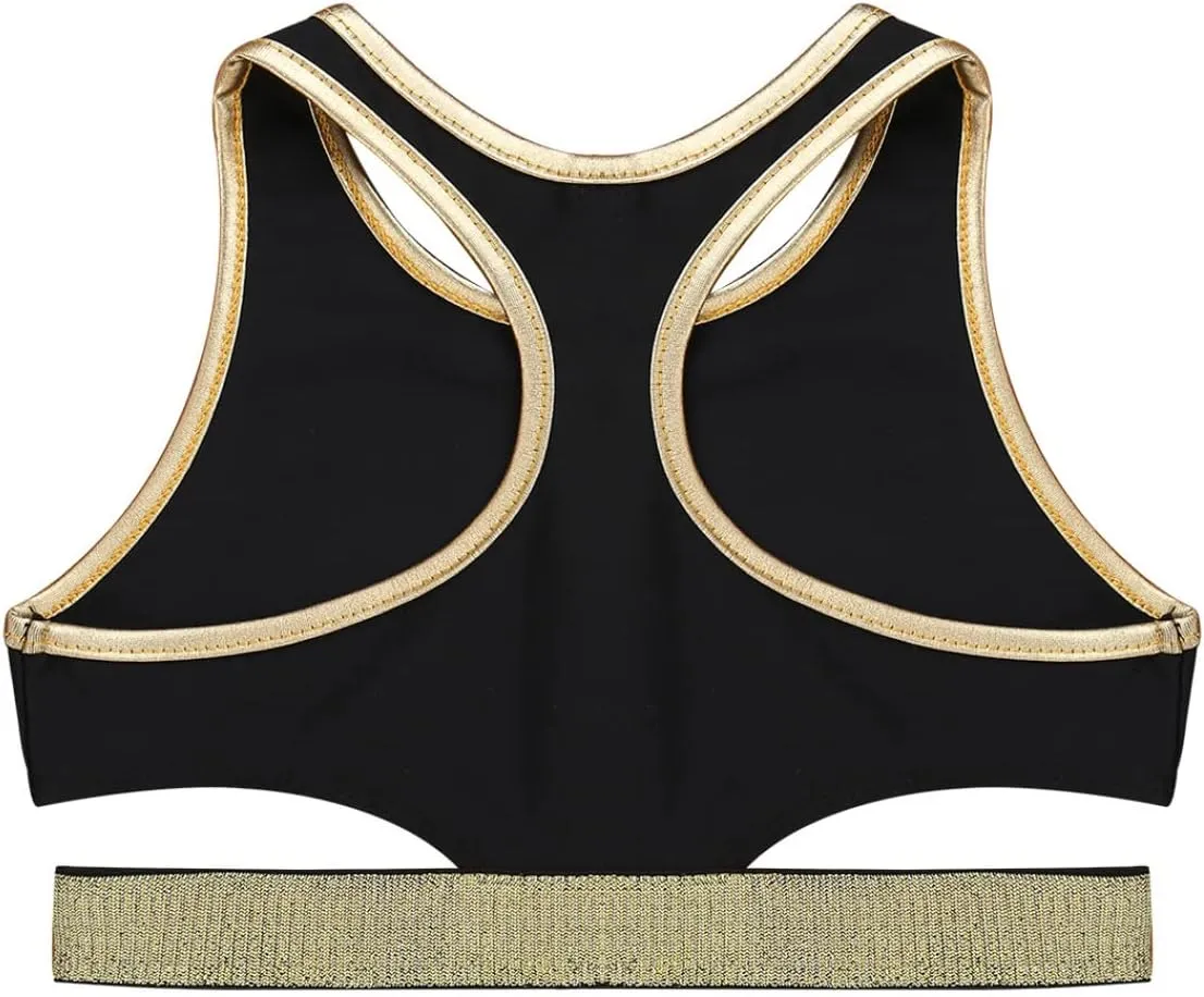 Kids Girls' Sleeveless Keyhole Back Crop Top Dance Gym Yoga Workout Sport Bra Camisole Dancewear