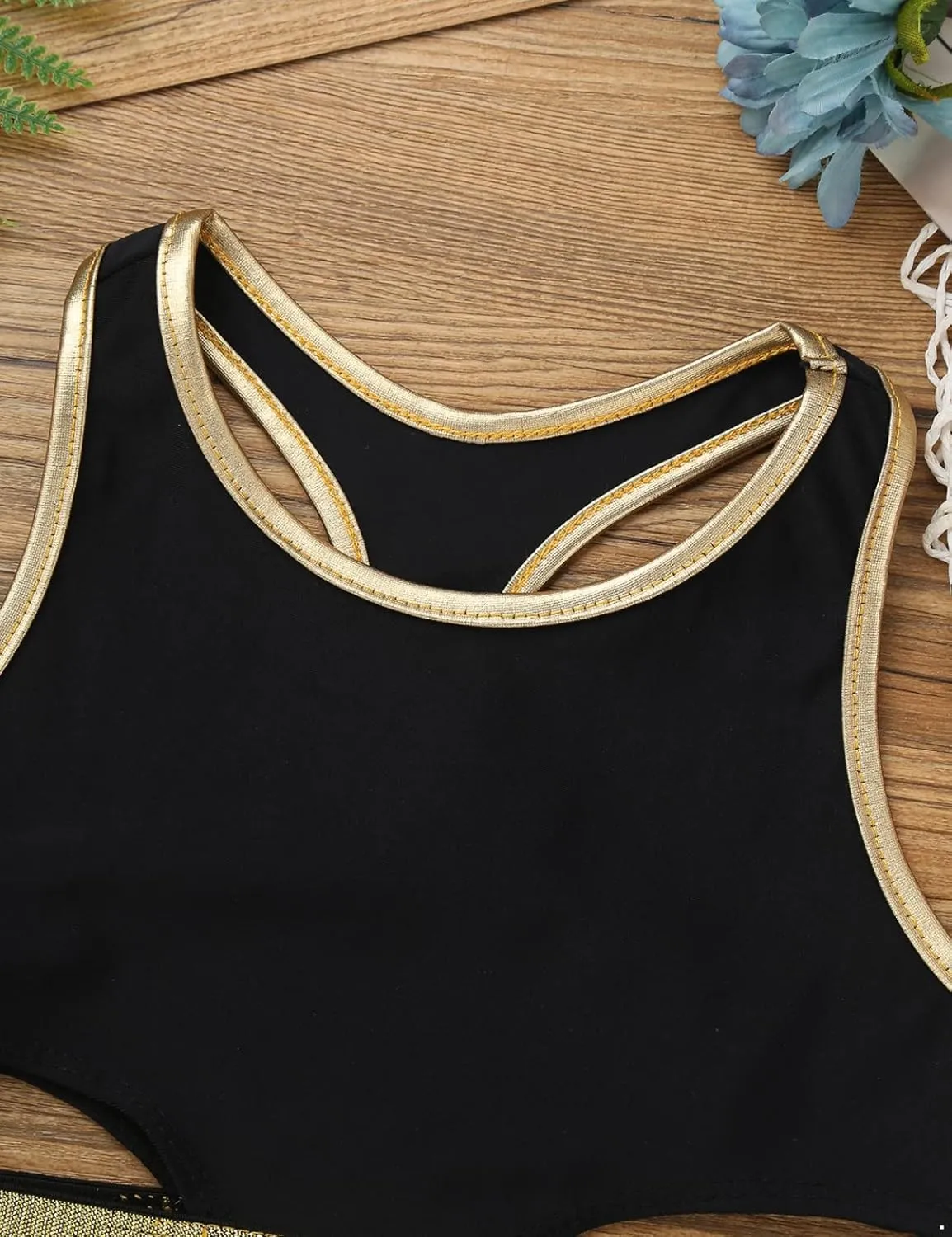 Kids Girls' Sleeveless Keyhole Back Crop Top Dance Gym Yoga Workout Sport Bra Camisole Dancewear