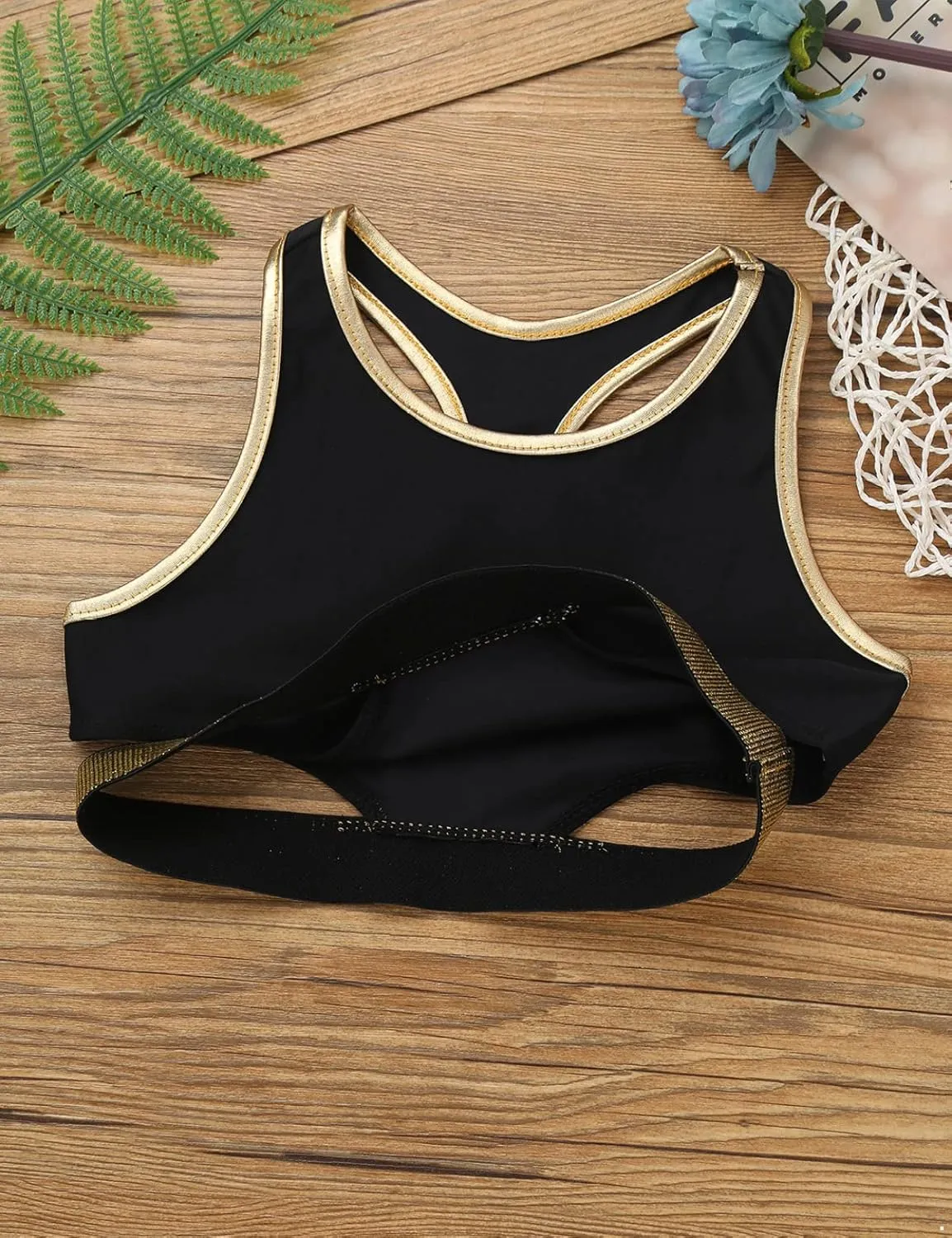 Kids Girls' Sleeveless Keyhole Back Crop Top Dance Gym Yoga Workout Sport Bra Camisole Dancewear