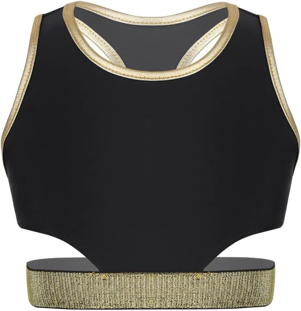 Kids Girls' Sleeveless Keyhole Back Crop Top Dance Gym Yoga Workout Sport Bra Camisole Dancewear