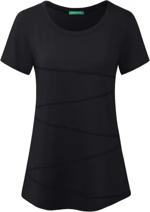 Kimmery Workout Tops for Women Short Sleeve Shirts for Women Quick Dry Line Decor Yoga Tops