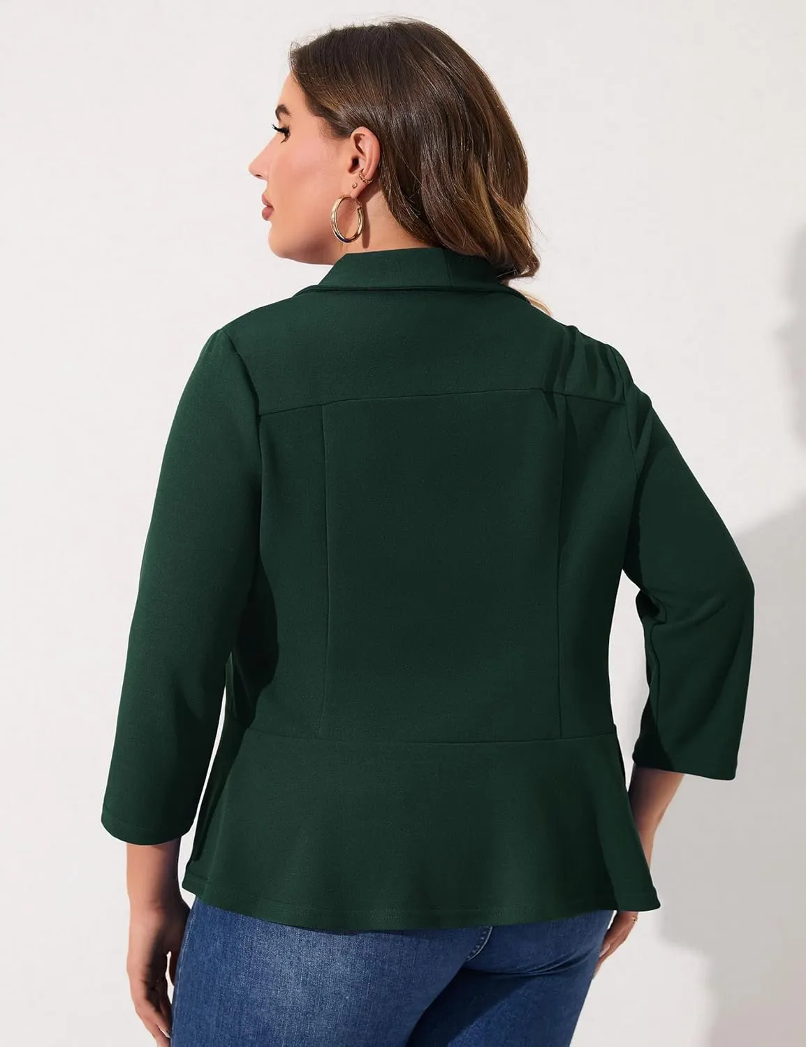 KOJOOIN Women Plus Size Casual Blazer Open Front Long Sleeve Work Office Cardigan Jackets