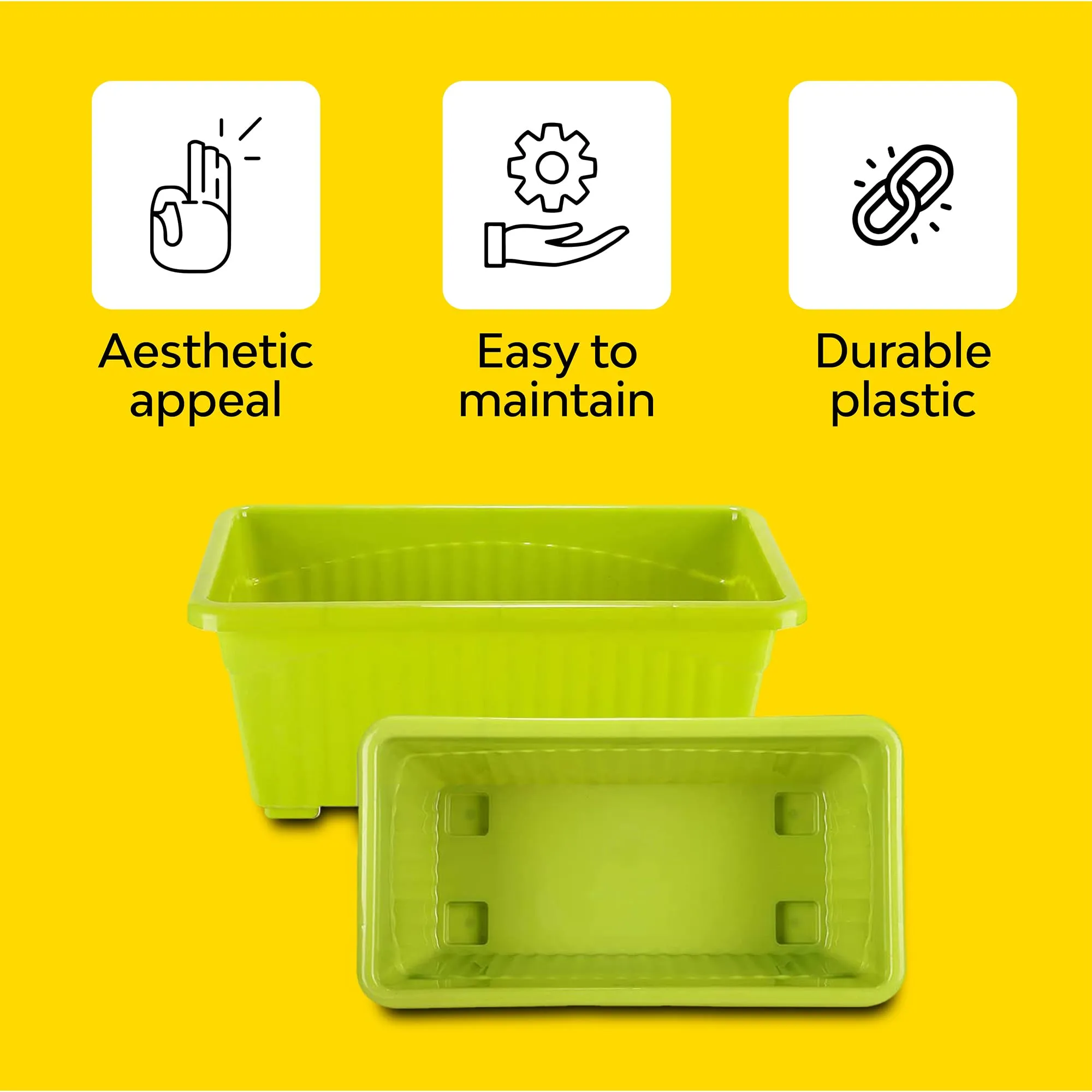 Kraft Seeds by 10CLUB 14inch Window Planters/ pots for plants, flower pot plant pots planters plastic pots for plants, plant pots for home décor flower pots for garden (Pack of of 1, Green)