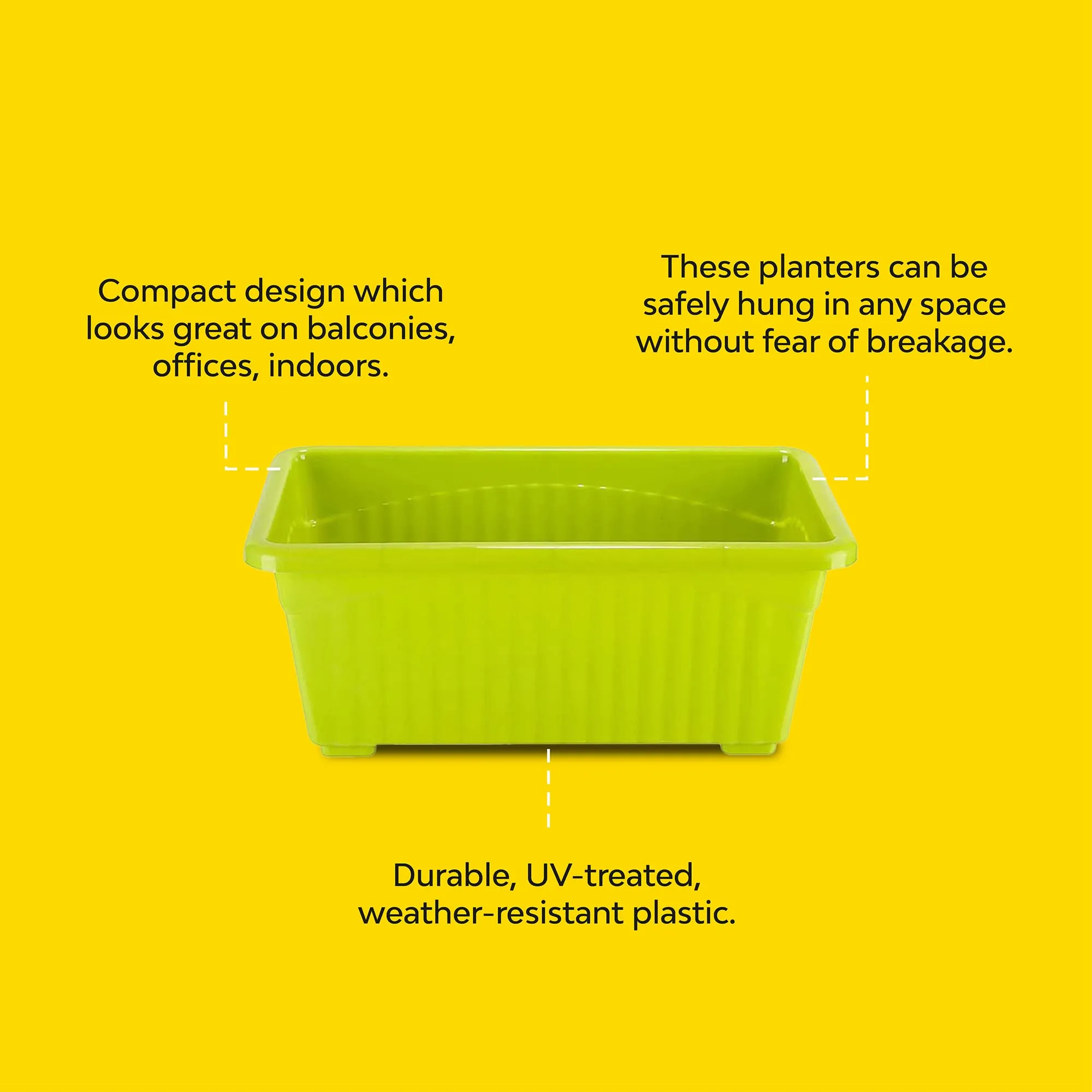 Kraft Seeds by 10CLUB 14inch Window Planters/ pots for plants, flower pot plant pots planters plastic pots for plants, plant pots for home décor flower pots for garden (Pack of of 1, Green)