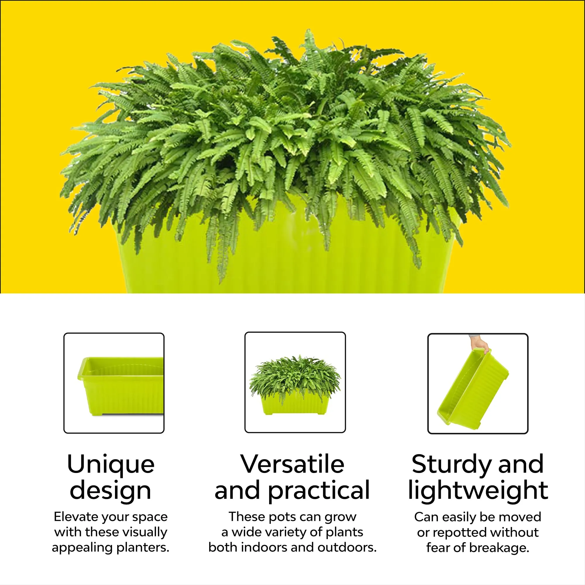 Kraft Seeds by 10CLUB 14inch Window Planters/ pots for plants, flower pot plant pots planters plastic pots for plants, plant pots for home décor flower pots for garden (Pack of of 1, Green)