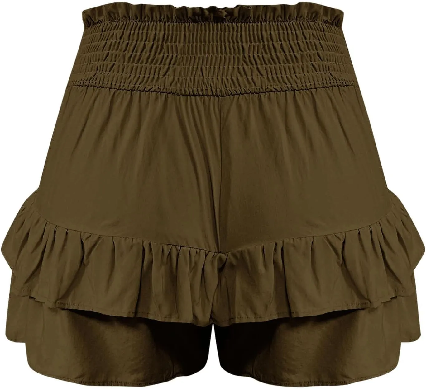 Kubbon Womens Flowy Shorts Smocked High Waisted Wide Leg Shorts Casual Loose Tiered Beach Skorts Summer Vacation Outfits