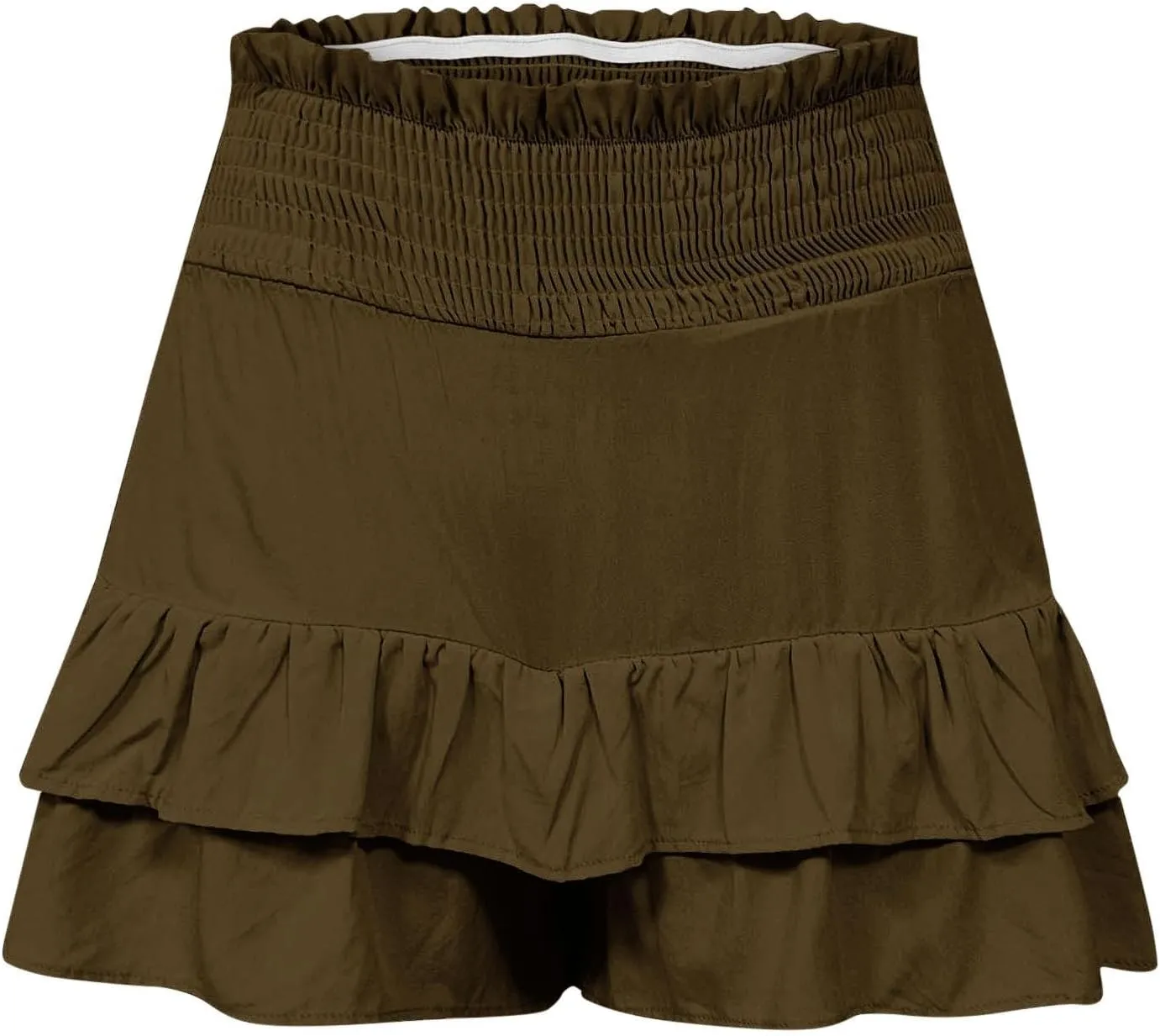 Kubbon Womens Flowy Shorts Smocked High Waisted Wide Leg Shorts Casual Loose Tiered Beach Skorts Summer Vacation Outfits