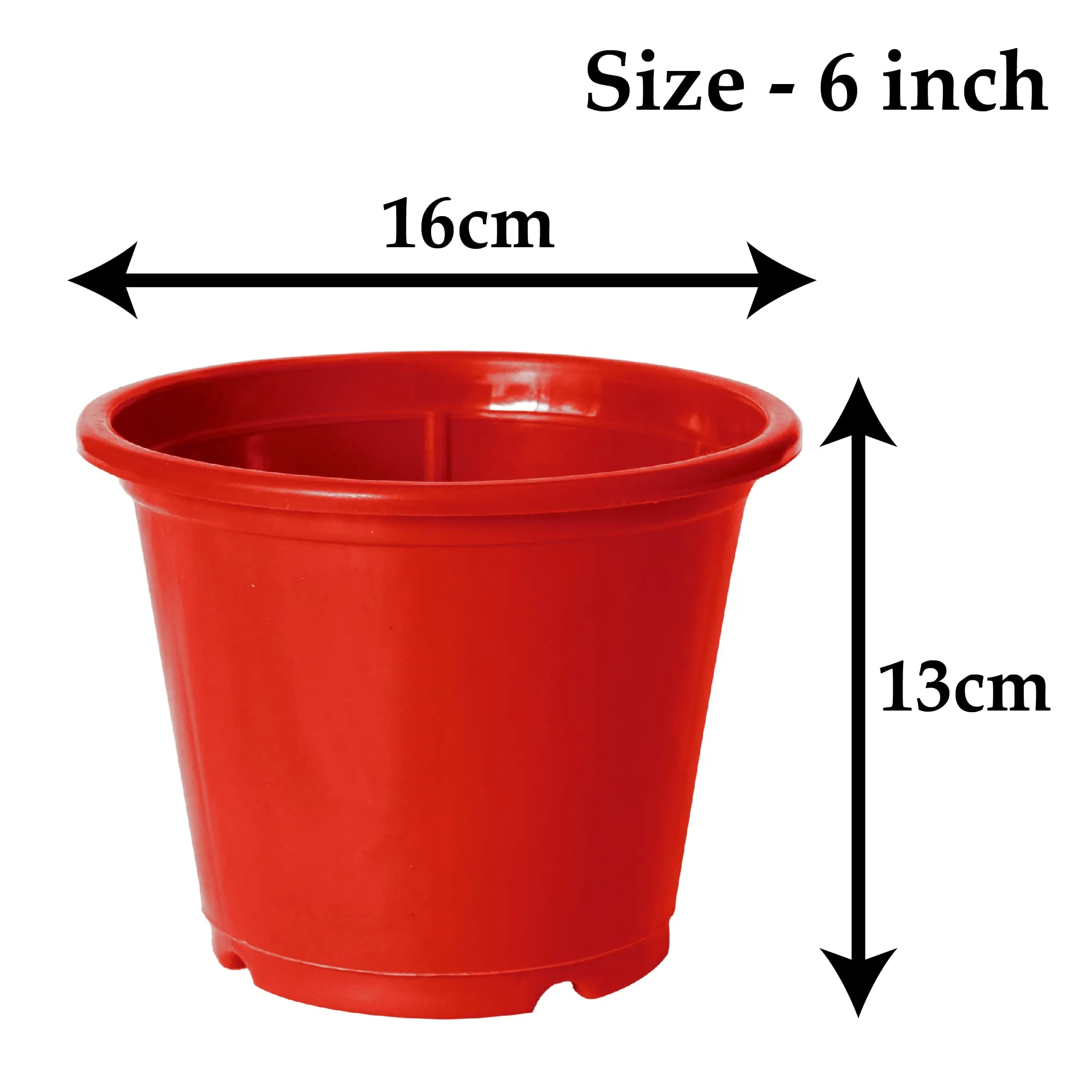 Kuber Industries Durable Plastic Flower Pot|Gamla for Indoor Home Decor & Outdoor Balcony,Garden,6"x5",Pack of 3 (Green,Red,Black)