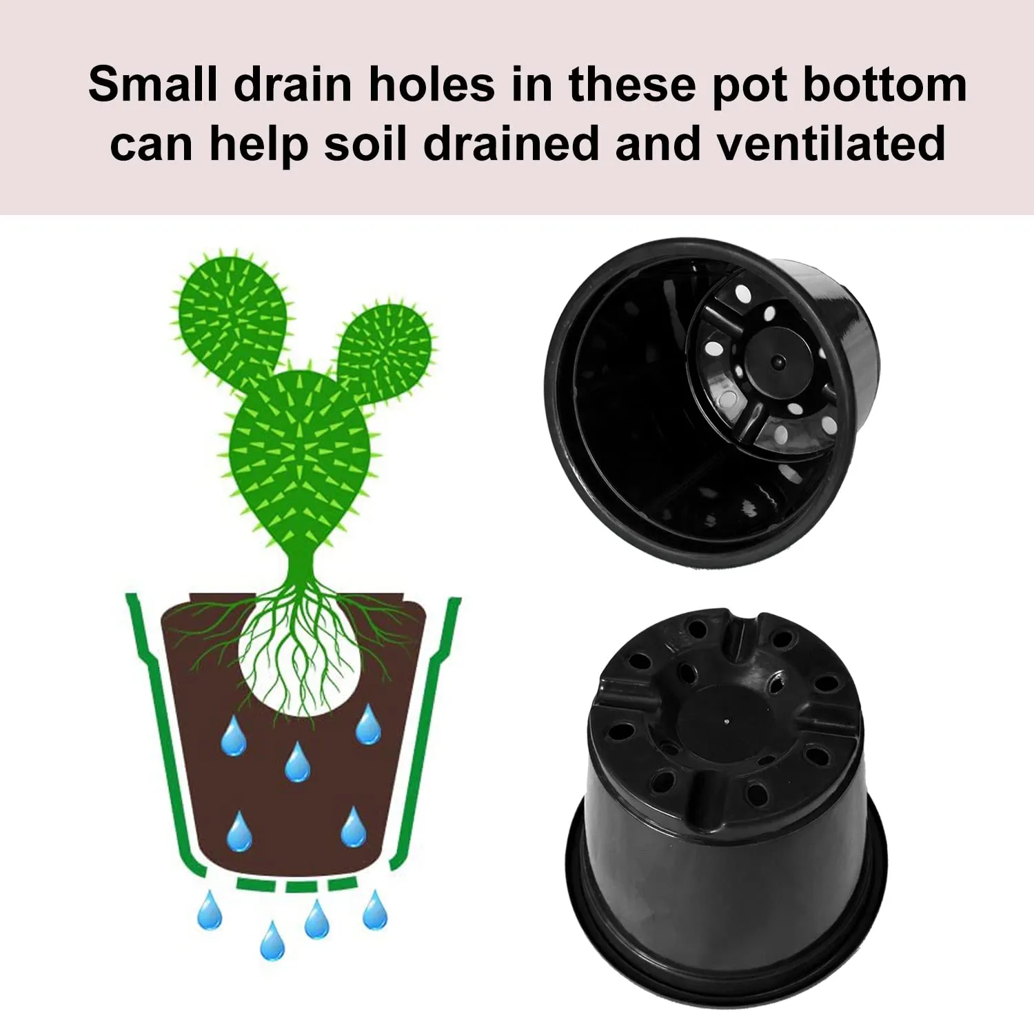 Kuber Industries Durable Plastic Flower Pot|Gamla for Indoor Home Decor & Outdoor Balcony,Garden,6"x5",Pack of 3 (Green,Red,Black)