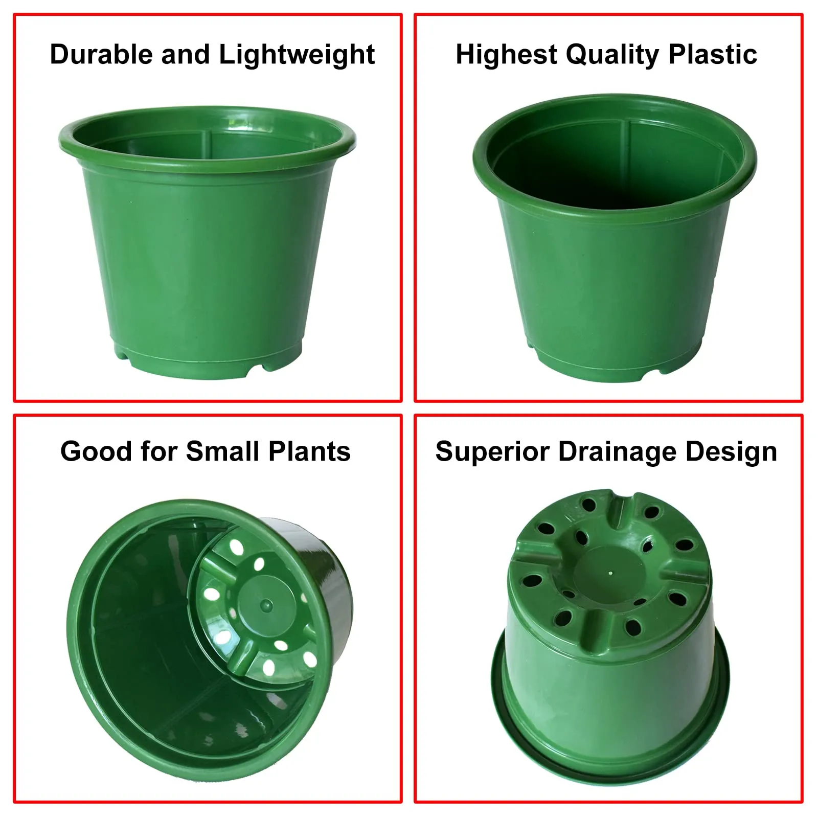 Kuber Industries Durable Plastic Flower Pot|Gamla for Indoor Home Decor & Outdoor Balcony,Garden,6"x5",Pack of 3 (Green,Red,Black)