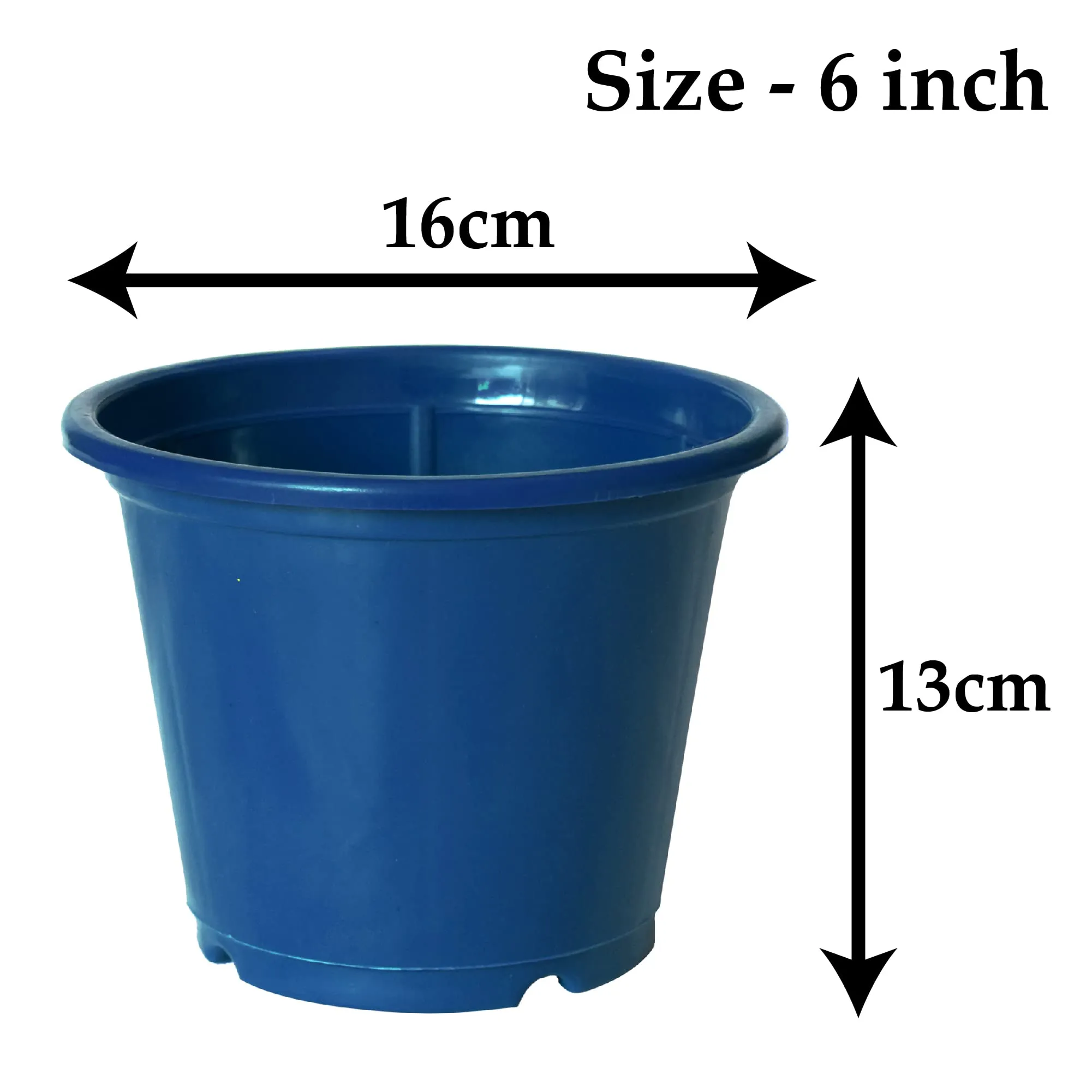 Kuber Industries Durable Plastic Flower Pot|Gamla with Drain Holes for Indoor Home Decor & Outdoor Balcony,Garden,6"x5",Pack of 10,(Blue)