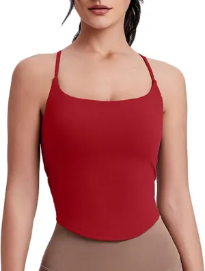 Ladies Tank Tops with Built in Bra Athletic Camisole Gym Workout Running Yoga Vest Tops for Women
