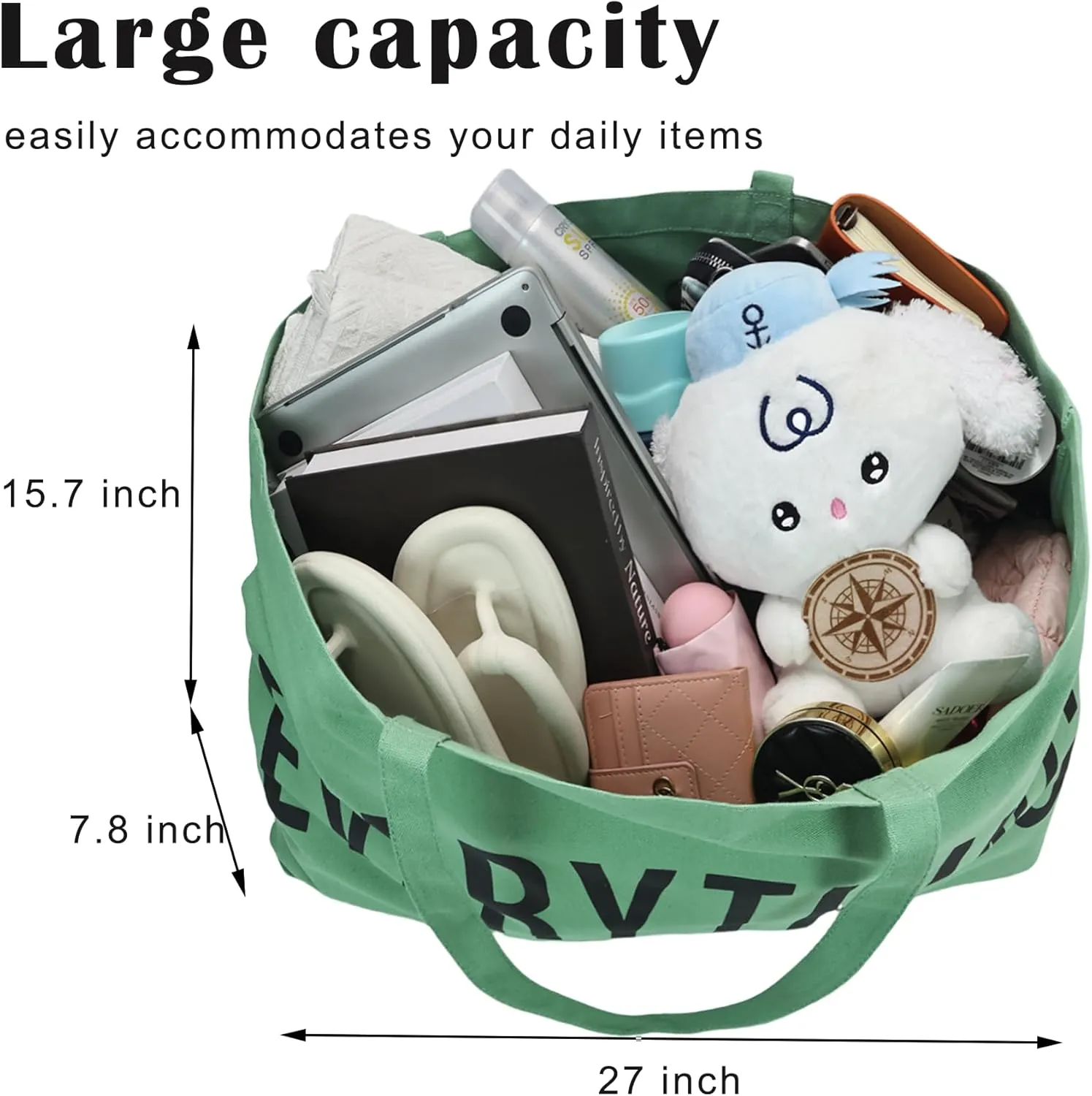Large Canvas Tote Bag Reusable Grocery Bags Shopping Bags for Women Foldable Extra Large Everything Bag