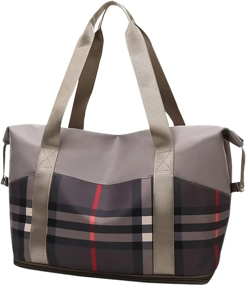Large Capacity Travel Luggage Bag, Women's Tote Bag to Carry Airplane Fits Under Seat, Men's Short Business Carry-on Sports Gym Dry and Wet Separation BagElegant Coffee