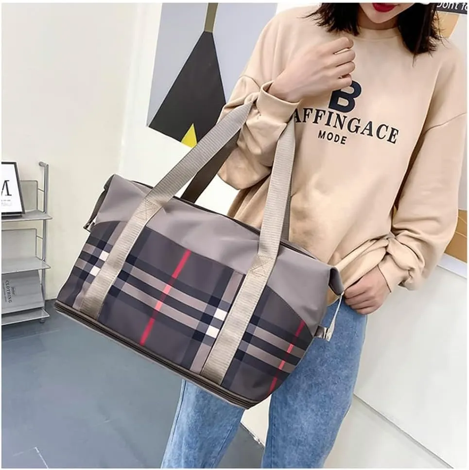 Large Capacity Travel Luggage Bag, Women's Tote Bag to Carry Airplane Fits Under Seat, Men's Short Business Carry-on Sports Gym Dry and Wet Separation BagElegant Coffee