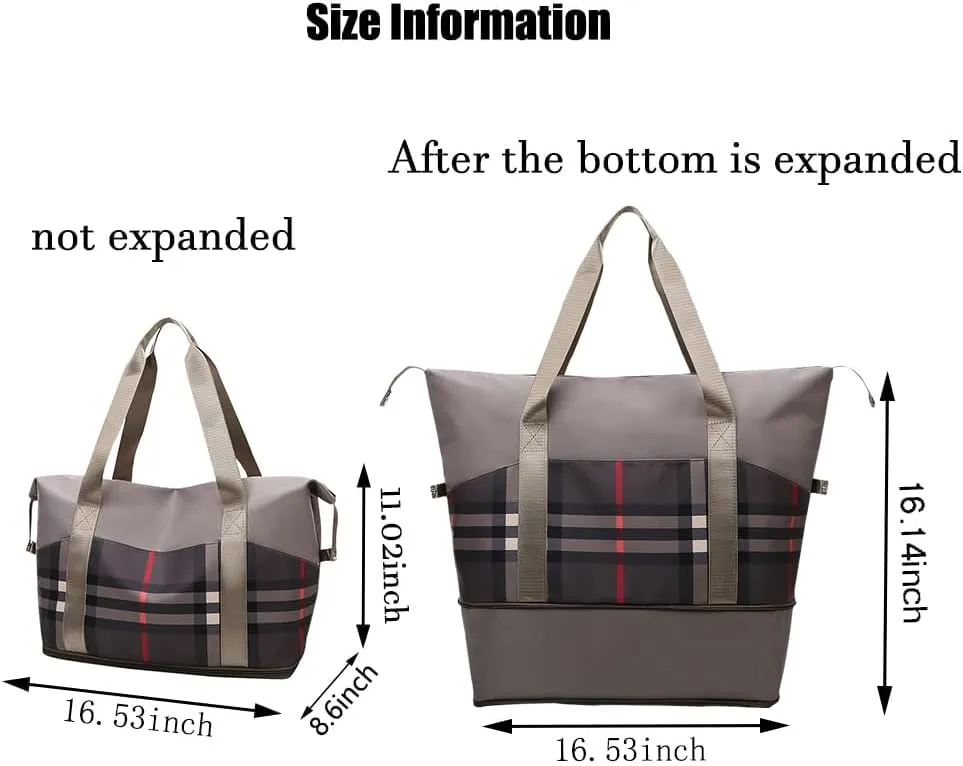 Large Capacity Travel Luggage Bag, Women's Tote Bag to Carry Airplane Fits Under Seat, Men's Short Business Carry-on Sports Gym Dry and Wet Separation BagElegant Coffee