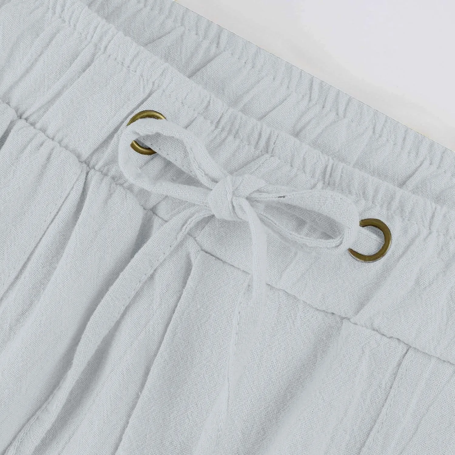 Linen Pants Women Straight Leg Low Rise Lounge Palazzo Capri Pants Summer Drawstring Casual Work Pants Trousers 2025
