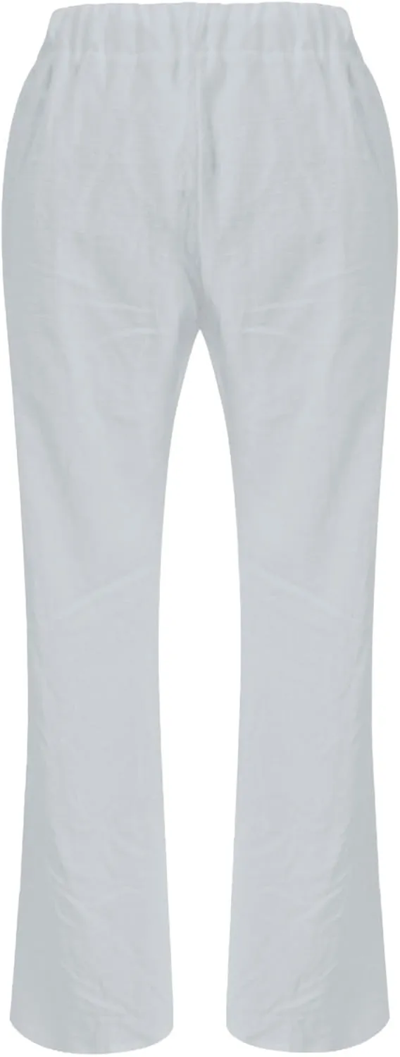 Linen Pants Women Straight Leg Low Rise Lounge Palazzo Capri Pants Summer Drawstring Casual Work Pants Trousers 2025